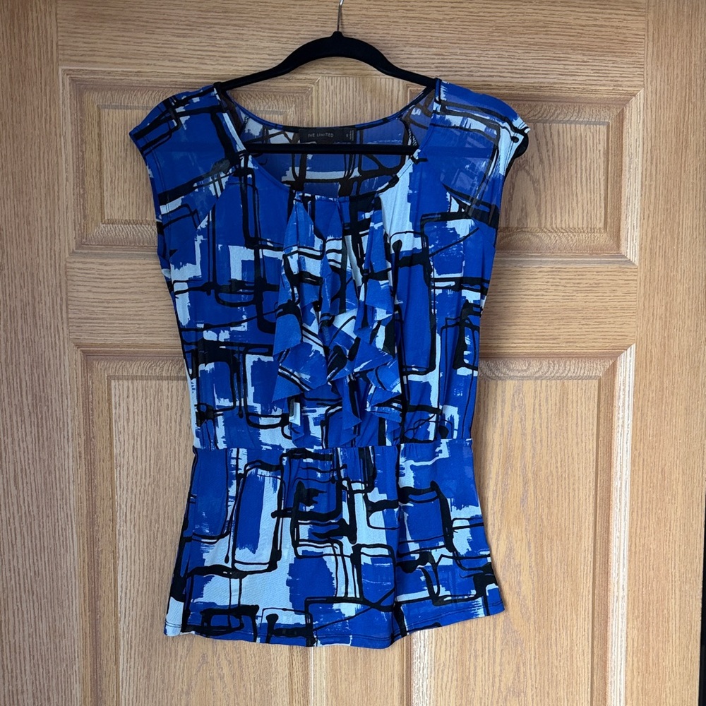 Blue Abstract Print Women's Limited Top